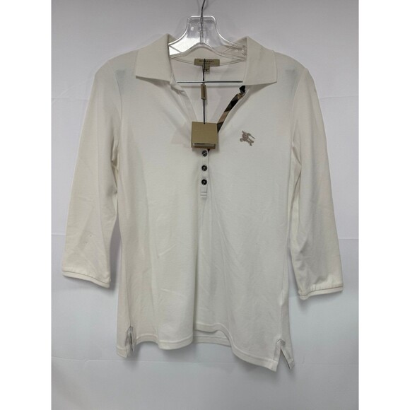 Burberry 3/4 Length Shirt Women’s Size Medium NWT White *Flaws* - Picture 1 of 8